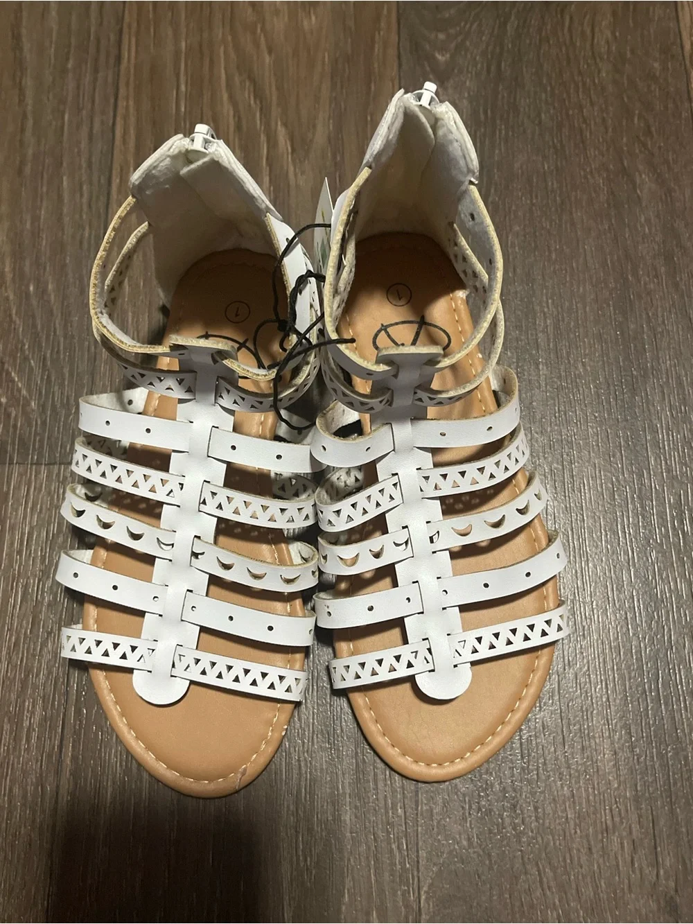 Girl’s White Cutout Gladiator Sandals - Stylish Summer Flats